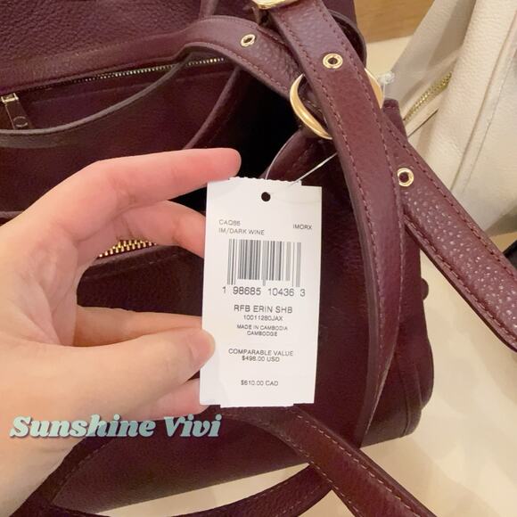 NWT Coach Erin Shoulder Bag Refined Pebble Leather CAQ86 DARK WINE - Picture 4 of 6